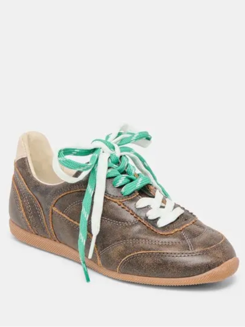 Dolce Vita Laini Distressed Brown Leather Sneakers New!
